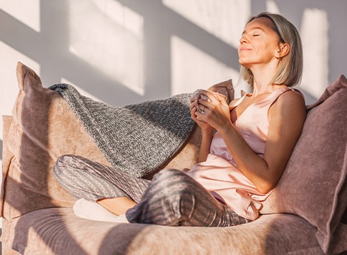 Patient in Corpus Christi relaxing after dental implant surgery