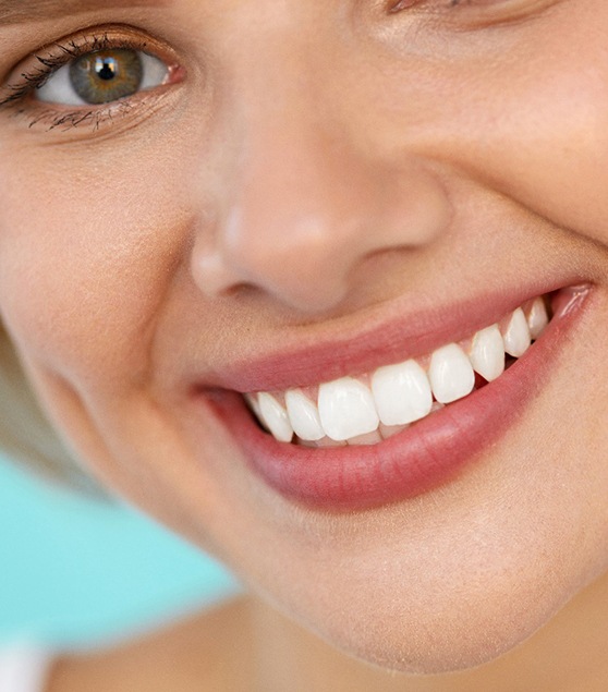 Close up of blonde woman smiling