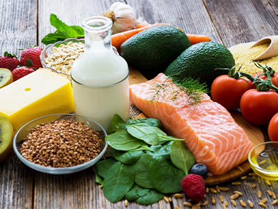 Table with several types of healthy foods