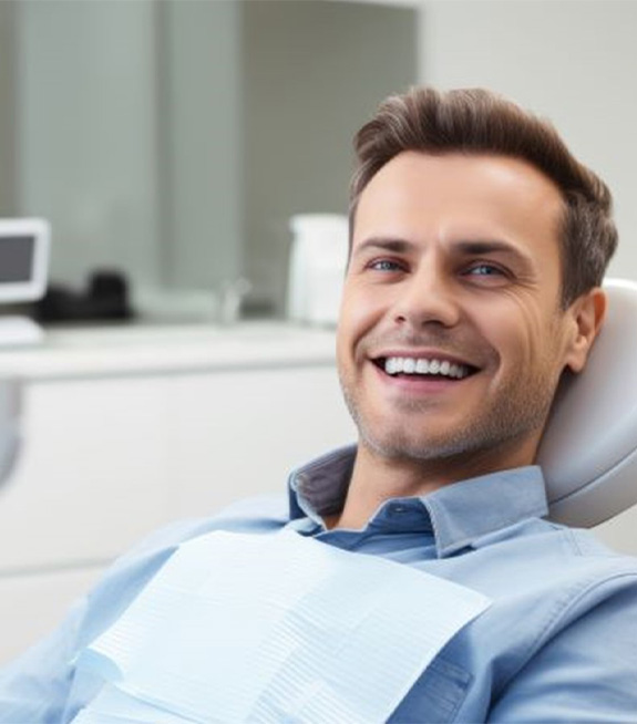 Happy, smiling male dental patient